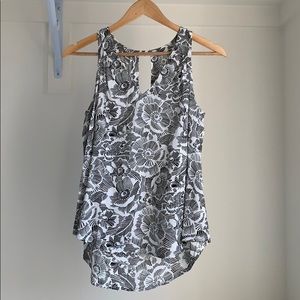 Black & White Floral Print Top